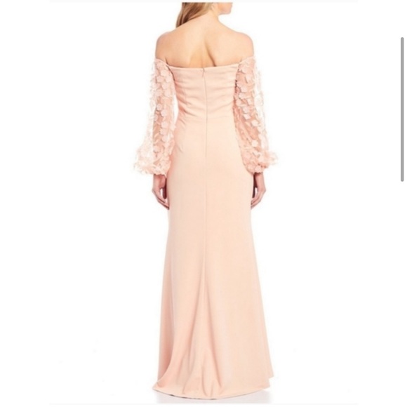 ELIZA J OFF SHOULDER GOWN WITH FLORAL SLEEVES - Picture 2 of 6
